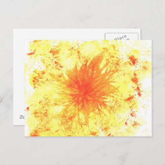 イエローオレンジ抽象芸術アートウォーターカラー洗花 ポストカード (正面/裏面)