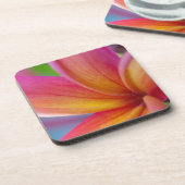 イエローオレンジ深いピンク熱帯プルメリア花 コースター (左側)