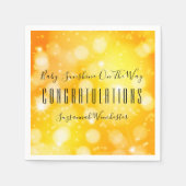 イエローオレンジ男女兼用テンプレートベビーシャワー スタンダードカクテルナプキン (正面)