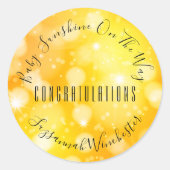 イエローオレンジ男女兼用テンプレートベビーシャワー ラウンドシール (正面)