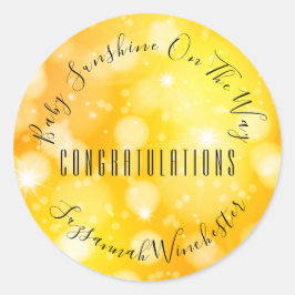 イエローオレンジ男女兼用テンプレートベビーシャワー ラウンドシール