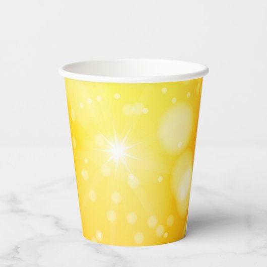 イエローオレンジ男女兼用テンプレートベビーシャワー 紙コップ (裏面)