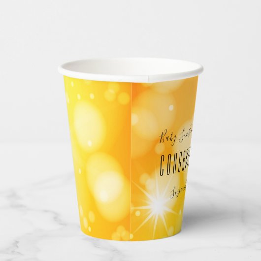 イエローオレンジ男女兼用テンプレートベビーシャワー 紙コップ (右)