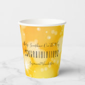 イエローオレンジ男女兼用テンプレートベビーシャワー 紙コップ (正面)