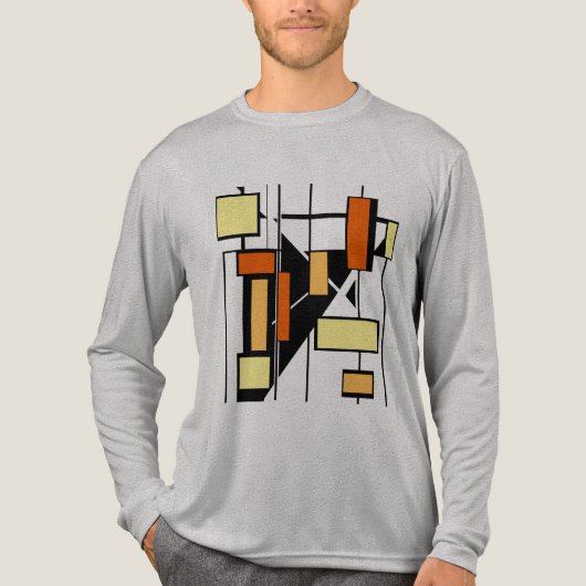 イエローオレンジ白黒シェイプMCMライクアート トライブレンドＴシャツ (正面)