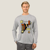 イエローオレンジ白黒シェイプMCMライクアート トライブレンドＴシャツ (正面全体)