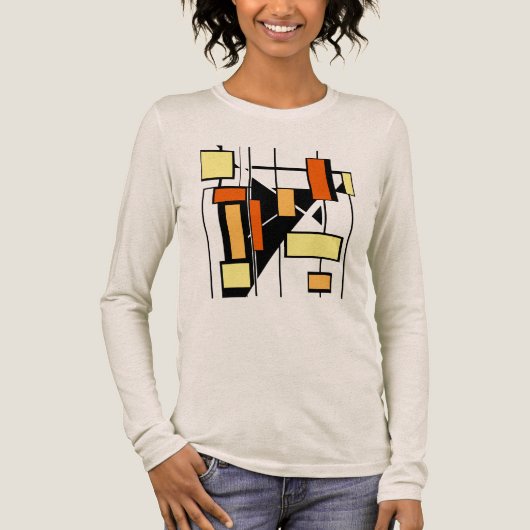 イエローオレンジ白黒シェイプMCMライクアート トライブレンドＴシャツ (正面)