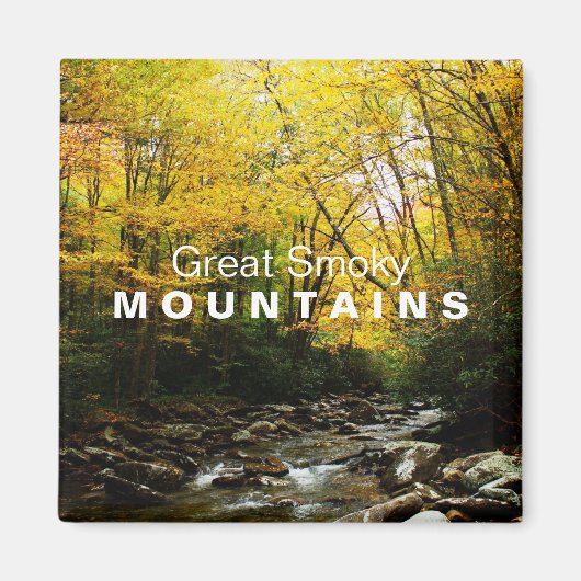 イエローオレンジ秋スモーク素晴らしの山の磁石 マグネット (正面)