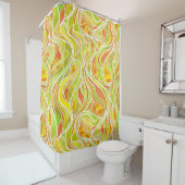 イエローオレンジ色のステンドグラス抽象芸術 シャワーカーテン (インサイチュ)