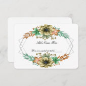 イエローオレンジ色の水の色結婚フローラのテーブルカード (正面/裏面)