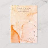 イエローオレンジ色の水彩スタッドイヤリングディスプレイ 名刺 (正面)