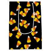 イエローオレンジ色の白いハロウィーンキャンディーコーン ミディアムペーパーバッグ (裏面)