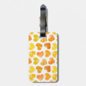 イエローオレンジ色の白いハートラゲッジタグ ラゲッジタグ (裏面縦)