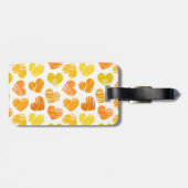 イエローオレンジ色の白いハートラゲッジタグ ラゲッジタグ (裏面横)