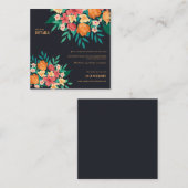 イエローオレンジ花模様シック結婚ズ詳細 エンクロージャーカード (正面/裏面)