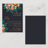 イエローオレンジ花模様シック結婚ズ詳細 エンクロージャーカード (正面/裏面)