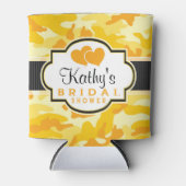 イエローオレンジ迷彩柄カモフラージュブライダルシャワー 缶クーラー (正面)