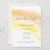 イエローオレンジ ウォーターカラースプラッシュ ウェディング 招待状 (正面)