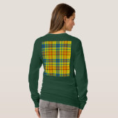 イエローオレンジ ブルー Plaid Tartan デザイン Tシャツ (裏面フル)
