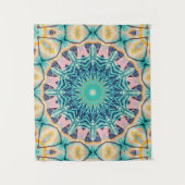 イエローオレンジ、ミントとピンクのマンダラ。 タペストリー (正面)