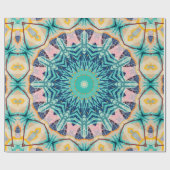 イエローオレンジ、ミントとピンクのマンダラ。 ラッピングペーパー (フラット)
