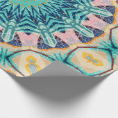 イエローオレンジ、ミントとピンクのマンダラ。 ラッピングペーパー (角)