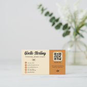 イエローオレンジQRコードフォトモノグラムソーシャルメディア 名刺 (スタンド正面)