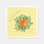 イエローオレン結婚ジのフローラバラ スタンダードカクテルナプキン (正面)