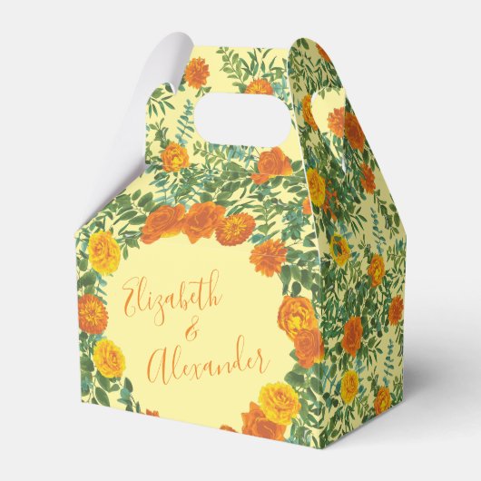 イエローオレン結婚ジのフローラバラ フェイバーボックス (正面サイド)