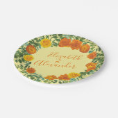 イエローオレン結婚ジのフローラバラ ペーパープレート (アングル)
