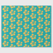 イエローオンシーグリーンハイビスカス ラッピングペーパー (フラット)