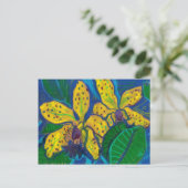 イエローオーキッドフラワーズパステル絵画ズフローラアート ポストカード (スタンド正面)