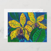 イエローオーキッドフラワーズパステル絵画ズフローラアート ポストカード (正面/裏面)