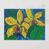 イエローオーキッドフラワーズパステル絵画ズフローラアート ポストカード (正面)