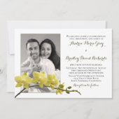 イエローオーキッドフラワーフォト結婚式招待状 招待状 (正面)