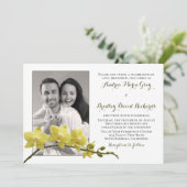 イエローオーキッドフラワーフォト結婚式招待状 招待状 (スタンド正面)