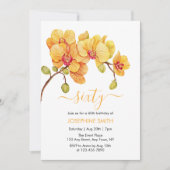 イエローオーキッドフラワーブロッサム60誕生日 招待状 (正面)