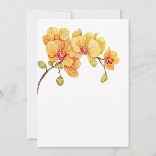 イエローオーキッドフラワーブロッサム60誕生日 招待状 (裏面)