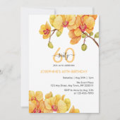 イエローオーキッドフラワーボタニカル誕生日 招待状 (正面)