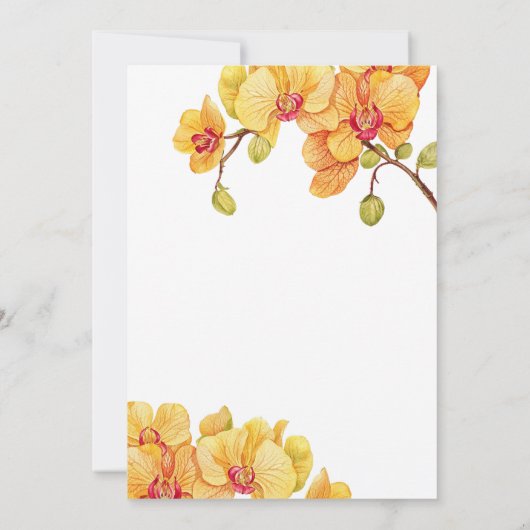 イエローオーキッドフラワーボタニカル誕生日 招待状 (裏面)