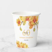 イエローオーキッドフラワーボタニカル誕生日 紙コップ (裏面)