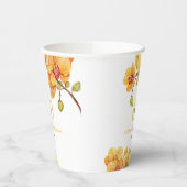 イエローオーキッドフラワーボタニカル誕生日 紙コップ (左)