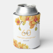 イエローオーキッドフラワーボタニカル誕生日 缶クーラー (缶正面)