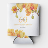 イエローオーキッドフラワーボタニカル誕生日 缶クーラー (正面)