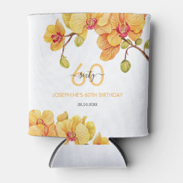 イエローオーキッドフラワーボタニカル誕生日 缶クーラー