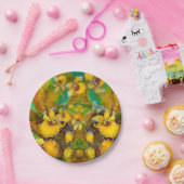 イエローオーキンスマジカル金ゴールドスパークルススターズグリーン ペーパープレート (パーティー)