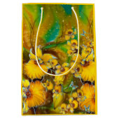 イエローオーキンスマジカル金ゴールドスパークルススターズグリーン ミディアムペーパーバッグ (正面)