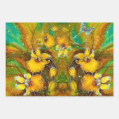 イエローオーキンスマジカル金ゴールドスパークルススターズグリーン ラッピングペーパーシート (正面3)