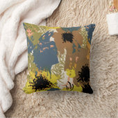 イエローオークル花模様 クッション (ブランケット)