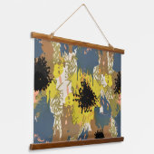イエローオークル花模様 吊り下げ型タペストリー (傾斜あり)